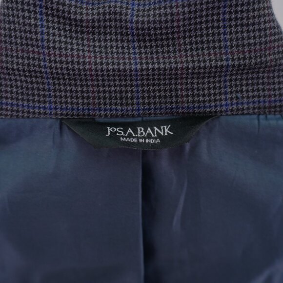 Jos A Bank Regal Fit Wool Gray Black Houndstooth W/ Purple Blue Windowpane 50L‎ - Picture 12 of 13